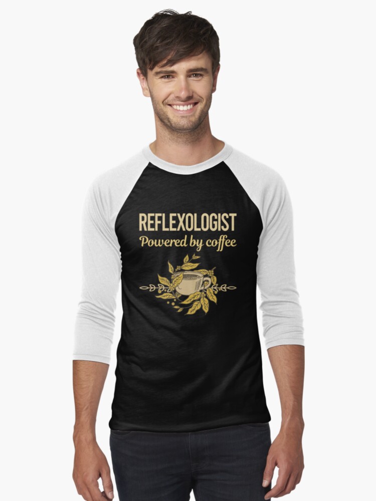 Thumbnail 1 of 3, Baseball ¾ Sleeve T-Shirt, Powered By Coffee Reflexologist designed and sold by toniabrendaom.