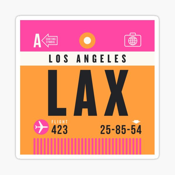 Luggage Tag A - LAX Los Angeles USA Sticker