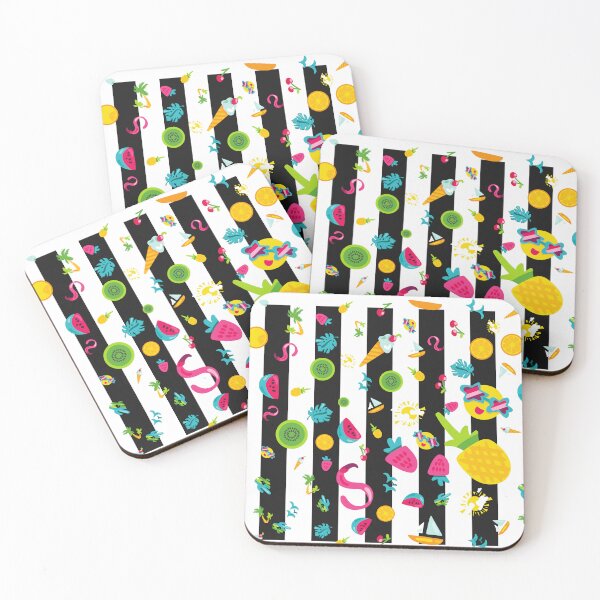 Item preview, striped wallpaper with fruits and summer emoji designed and sold by JAG2B.