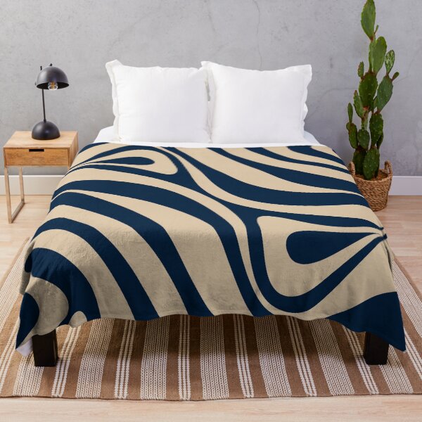 Item preview, New Groove Retro Swirl Abstract Pattern in Midcentury Modern Navy Blue and Beige designed and sold by kierkegaard.
