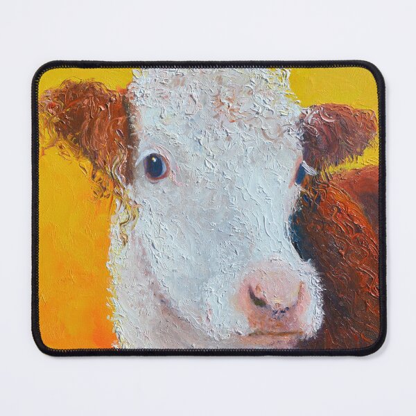 Item preview, Brown and white Hereford Cow on gold designed and sold by MatsonArtDesign.
