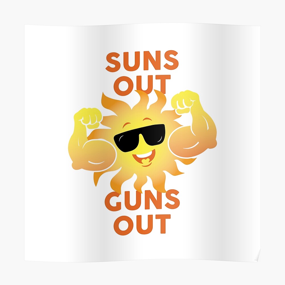 SUNS OUT GUNS OUT IRON-ON PATCH NEW embroidered MUSCLE NAME TAG NOVELTY SAYING 