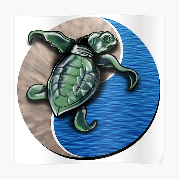 Turtle water and sand yin yang Poster