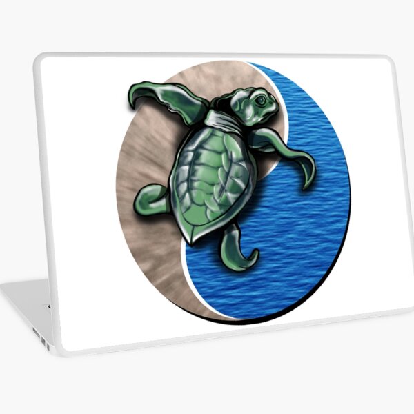 Turtle water and sand yin yang Laptop Skin