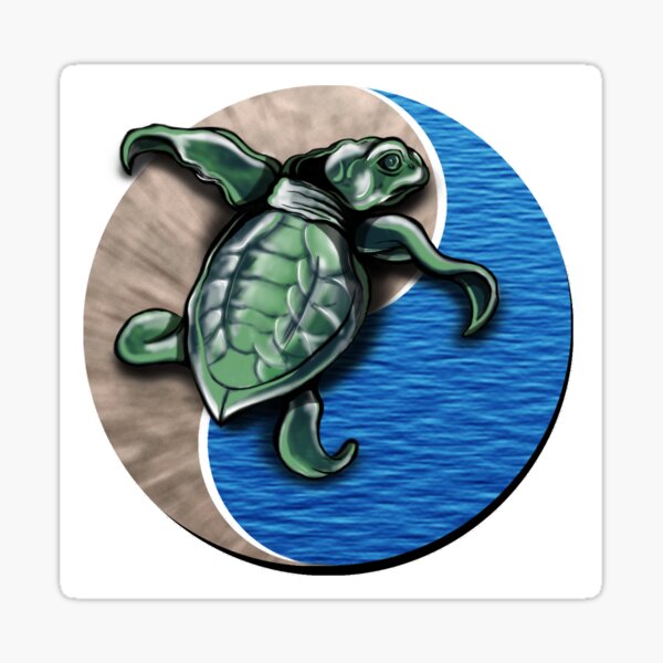 Turtle water and sand yin yang Sticker