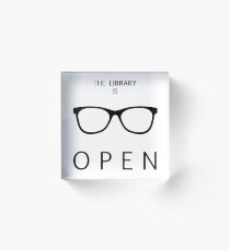 The Library is Open Acrylic Block