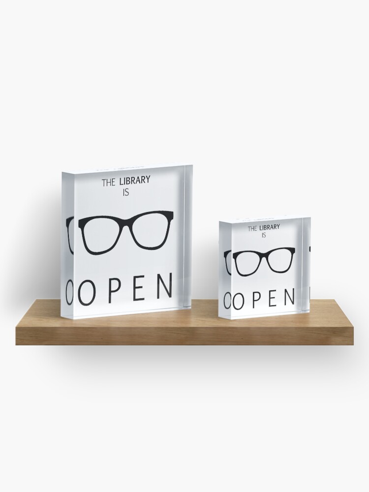 Alternate view of The Library is Open Acrylic Block