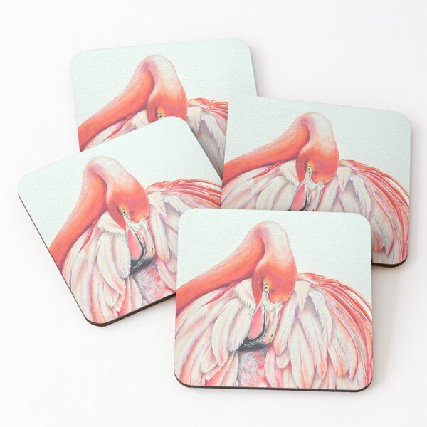 Item preview, Preening flamingo designed and sold by Karen Elaine Evans.