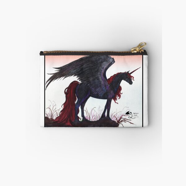 Item preview, Black unicorn winged pegacorn red mane designed and sold by Stephanie Small.