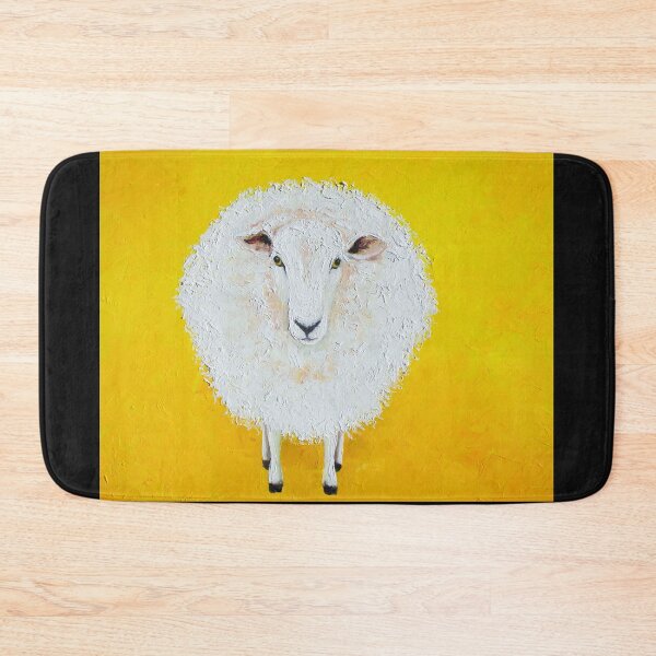 Item preview, White sheep on a yellow background designed and sold by MatsonArtDesign.