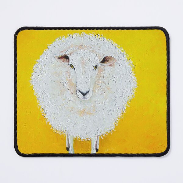 Item preview, White sheep on a yellow background designed and sold by MatsonArtDesign.