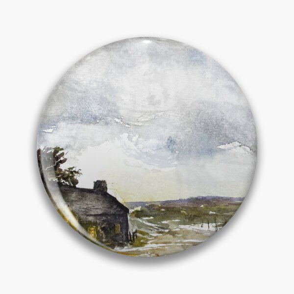 Item preview, Overcast Moorland - Lonely Cottage - Yorkshire Dales Original Watercolour designed and sold by OnHeathAndMoor.