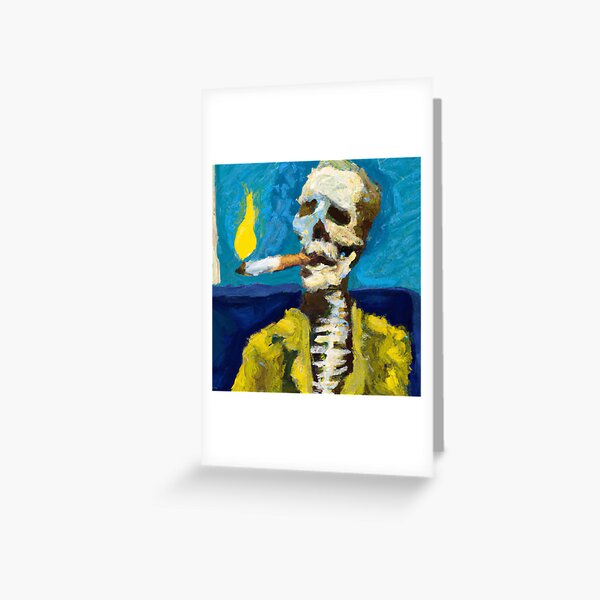 Painting Van Gogh Head Skeleton Burning Cigarette Greeting Card For Sale By Sophatbun Redbubble