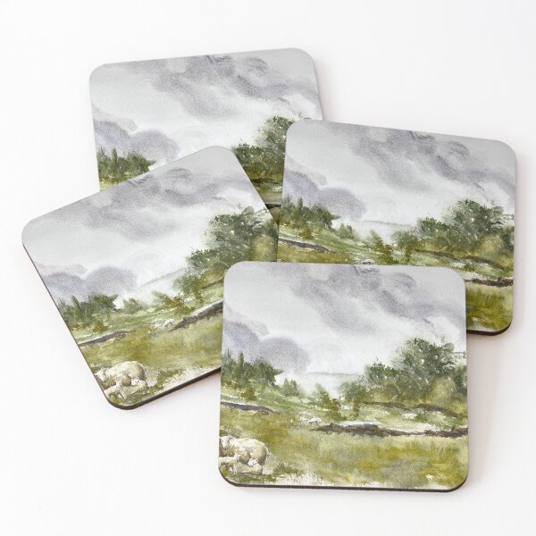 Item preview, Overcast Moorland - Sheep & Lambs - Yorkshire Moors Original Watercolour designed and sold by OnHeathAndMoor.