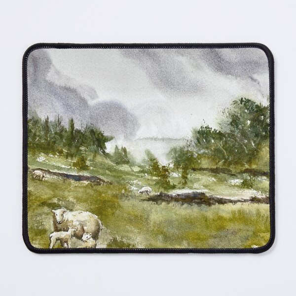 Item preview, Overcast Moorland - Sheep & Lambs - Yorkshire Moors Original Watercolour designed and sold by OnHeathAndMoor.