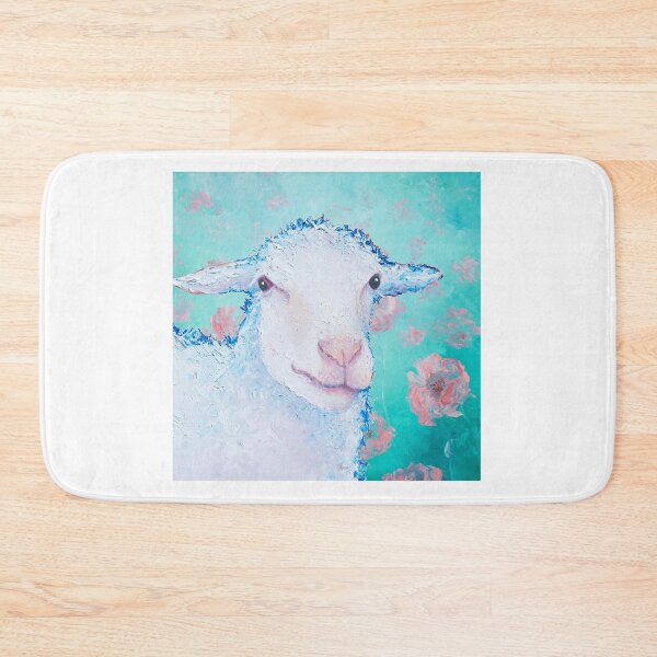 Item preview, White sheep on poppies background designed and sold by MatsonArtDesign.