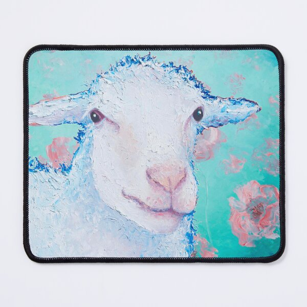 Item preview, White sheep on poppies background designed and sold by MatsonArtDesign.