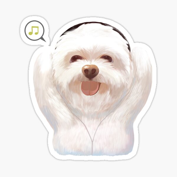 Smile Dog Listening to Music with Headphone Sticker