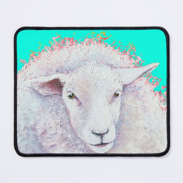 Item preview, White sheep on a turquoise background designed and sold by MatsonArtDesign.
