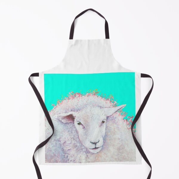 Item preview, White sheep on a turquoise background designed and sold by MatsonArtDesign.