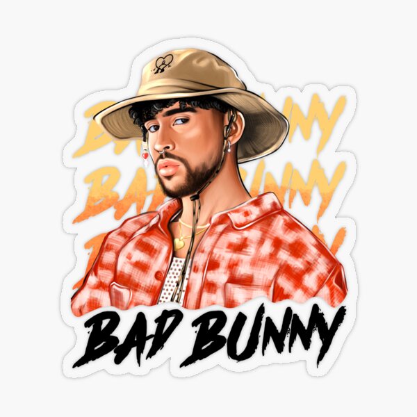 Bad Bunny in Sad Heart Baseball Jersey Sticker for Sale by