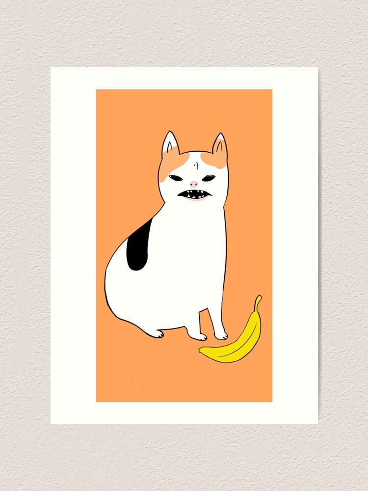 I draw the angry cat no banana meme Photographic Print for Sale