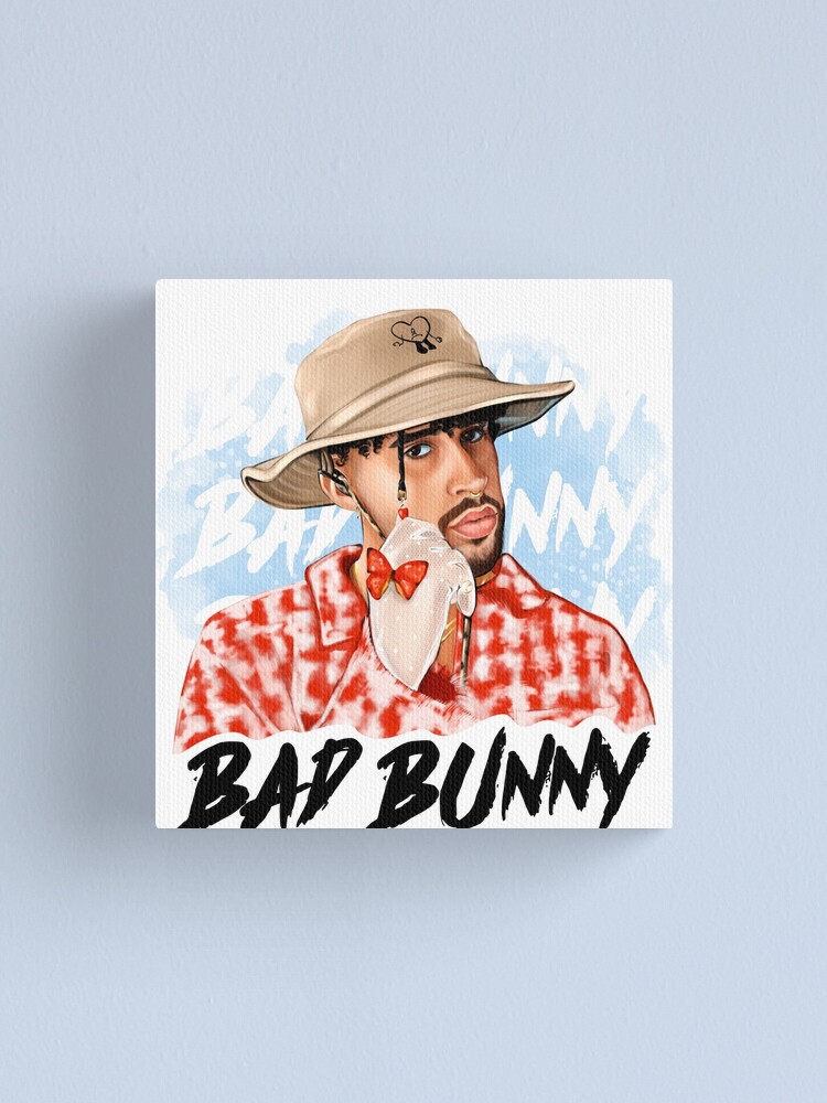 Bad Bunny in Panama Hat Un Verano Sin Ti Illustration Canvas Print for Sale by OmoYolo Redbubble