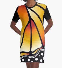 Beautiful Butterfly - Orange Graphic T-Shirt Dress