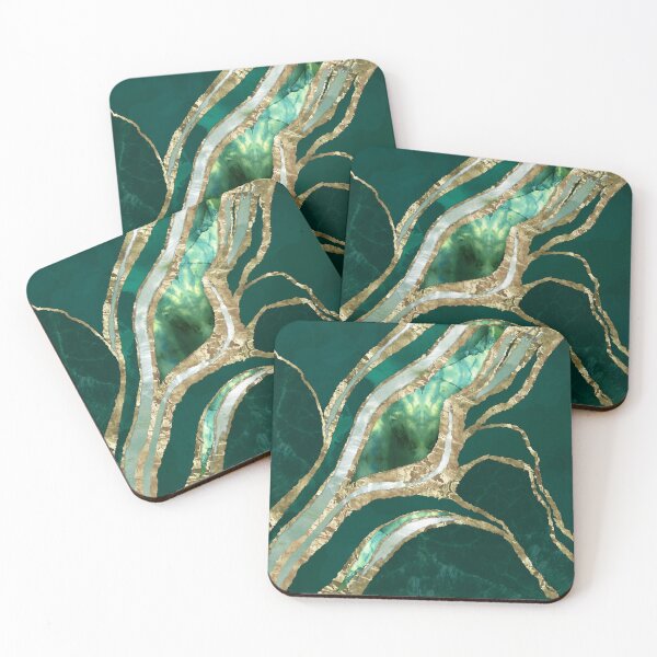 Item preview, Emerald Green and Gold abstract designed and sold by k9printart.