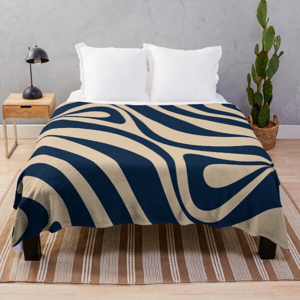 Item preview, New Groove Retro Swirl Abstract Pattern Midcentury Modern Navy Blue and Beige designed and sold by kierkegaard.