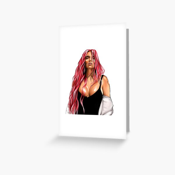 Karol G Bichota With Red Hair In A Swimsuit Greeting Card For Sale By