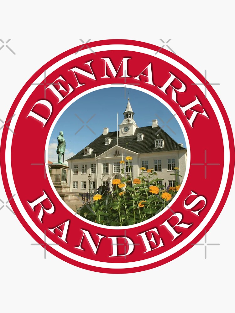 "Denmark Randers City Hall Passport Stamps Collection" Sticker for