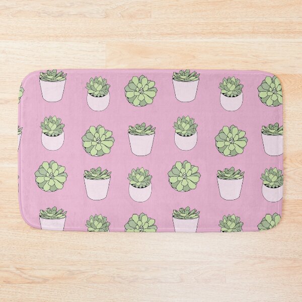Item preview, Green suculents in pink flowerpots on darker pink background designed and sold by bigmoments.