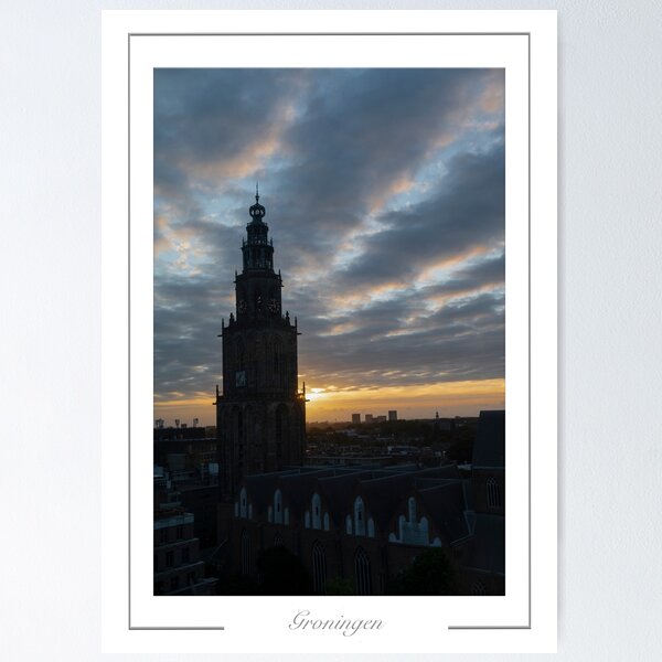 Aperçu de l'œuvre Groningen Nederland Pays-Bas. Martinitoren zonsondergang, coucher de soleil. créée et vendue par Richard Wareham.