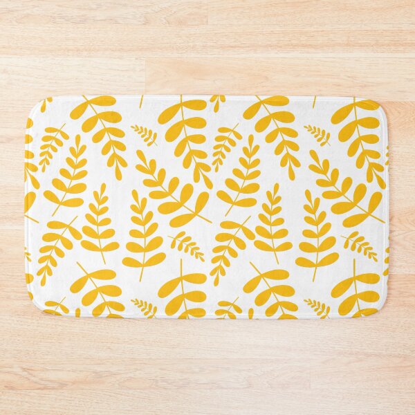 Item preview, Gold yellow leaves pattern on white designed and sold by bigmoments.