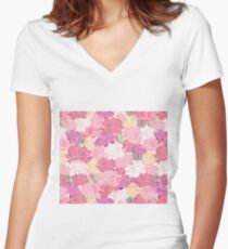 Blushing peonies Women's Fitted V-Neck T-Shirt