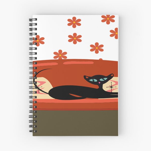 Item preview, Black Atomic Retro Cat Stretching out on a Mid Century Sofa designed and sold by LisWilliams.