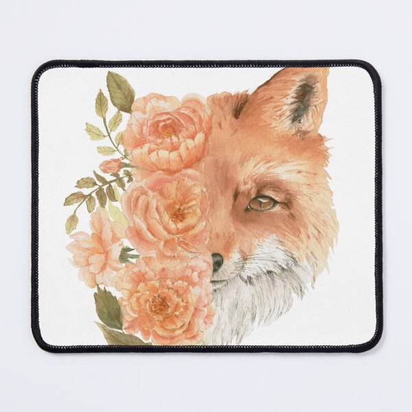 Item preview, Fox watercolor print, abstract fox with flowers designed and sold by LilyAmelieArt.