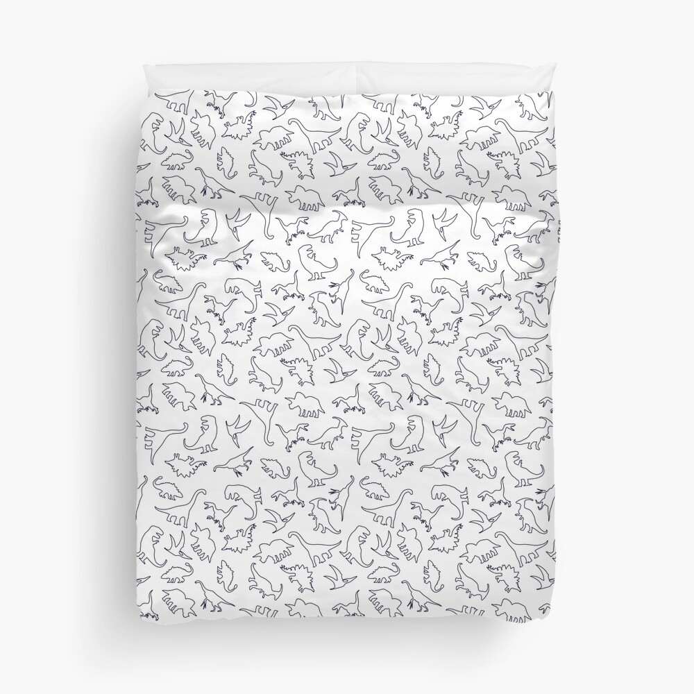 Dinosaur Pattern Outline (Dark Outline) Duvet Cover