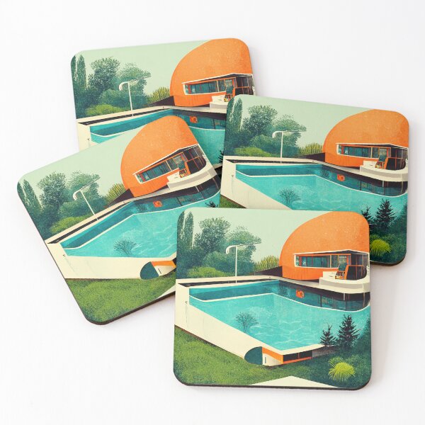 Item preview, 70's Retro House with Pool designed and sold by deificusArt.