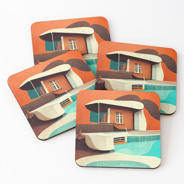 Item preview, 70's Retro House with Pool designed and sold by deificusArt.