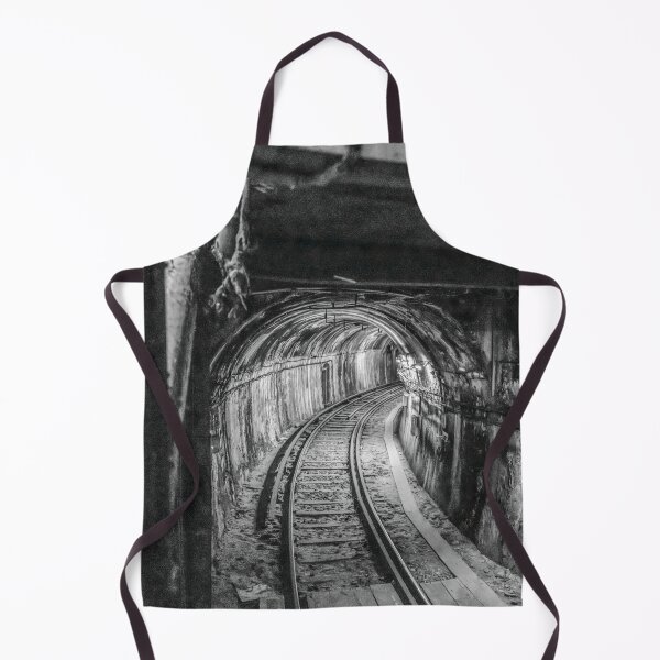 Item preview, Paris Metro Old Tunnel and Train Tracks Black and White Photo designed and sold by skyfilming.