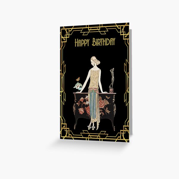 Aperçu de l'œuvre Joyeux Anniversaire : Style Art Déco Vintage créée et vendue par Momona-design.