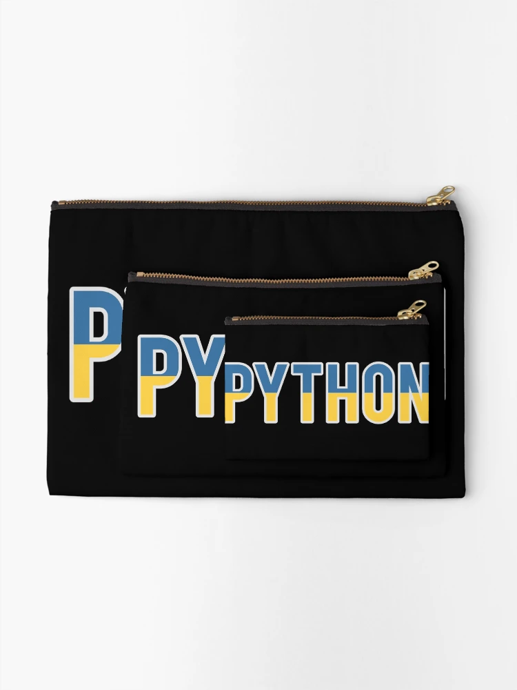 Thumbnail 2 of 4, Zipper Pouch, Python - Blue/Yellow Computer Programmer Design designed and sold by geeksta.