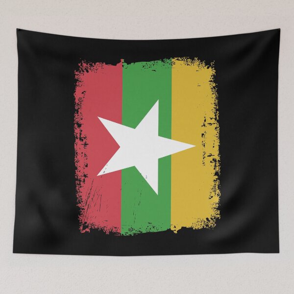 Item preview, Myanmar Flag Distressed designed and sold by rafaeltto.