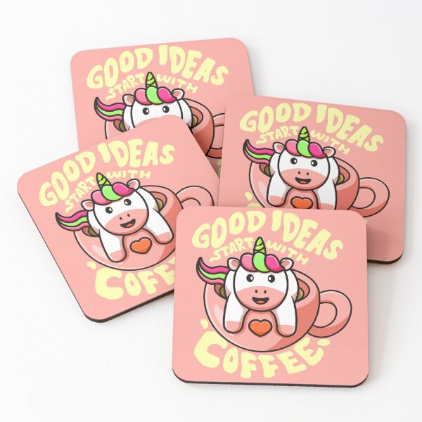 Item preview, Good Ideas start with Coffee Kawaii Unicorn on a Cup designed and sold by Yellow Coffee.