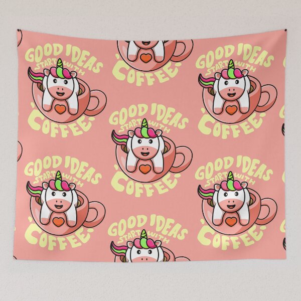 Item preview, Good Ideas start with Coffee Kawaii Unicorn on a Cup designed and sold by Yellow Coffee.