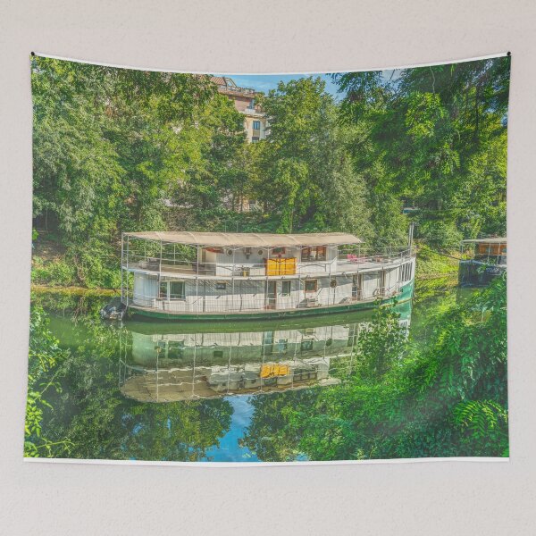 Item preview, Paris River Seine Houseboat Looking from the Island of La Grande Jatte designed and sold by skyfilming.