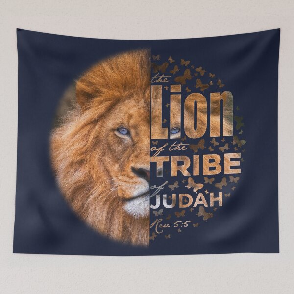 Item preview, Lion of Judah with butterflies on navy designed and sold by AbideApparel.
