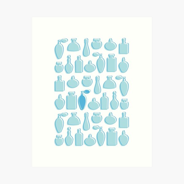 Blue Perfume Bottles Art Print